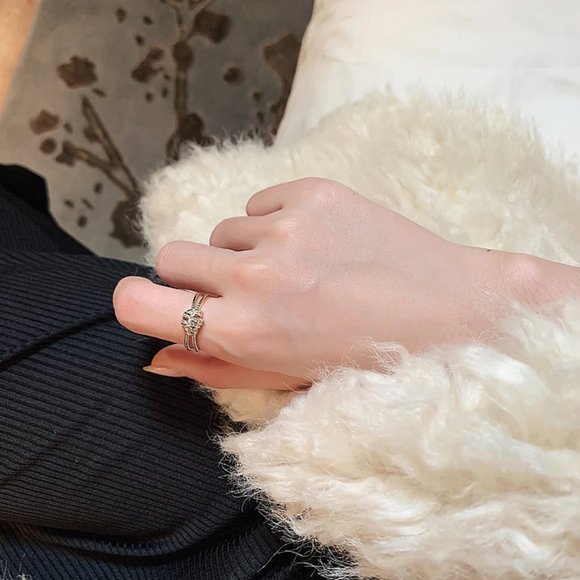 Knotted Gold Twist Zirconia Accent Adjustable Ring - Picture 6 of 10